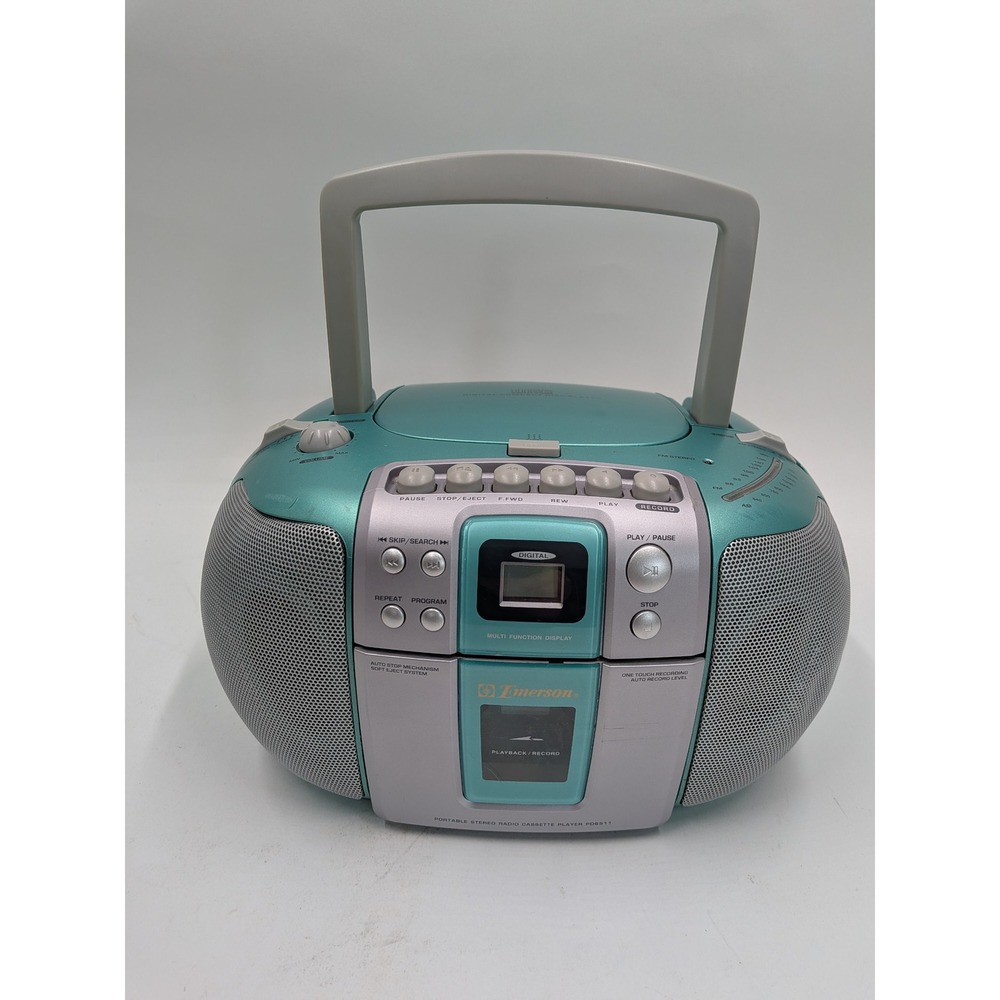Emerson PD6511WG Portable CD Cassette Radio Boombox Teal Y2K Vintage 2001
